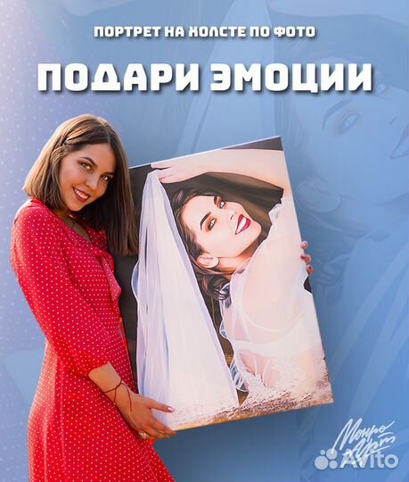 Портрет по фото на холсте на заказ для родных