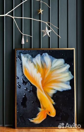 Картина с мокрым эффектом Золотая рыбка