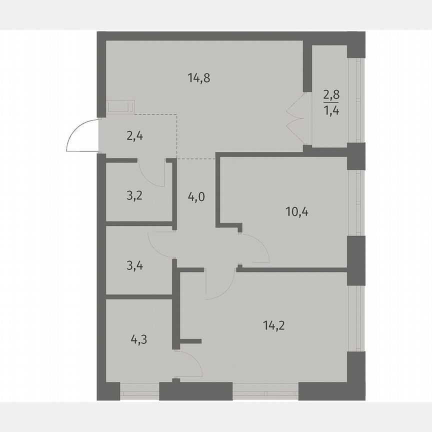 2-к. квартира, 58,1 м², 7/12 эт.