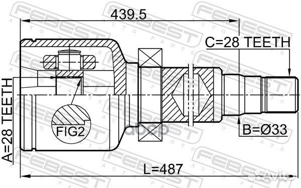 Шрус внутренний правый 28x33x28 2111-AWF21RH Fe