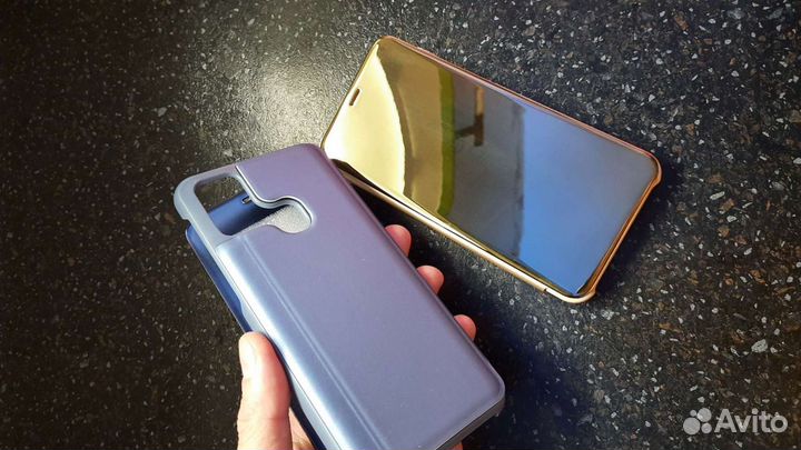 Стильный зеркальный флип кейс Samsung m-30s, m-21