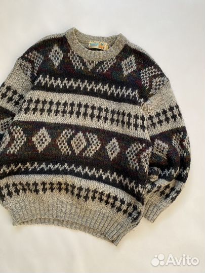 Винтажный шерстяной свитер preppy ретро 80-х