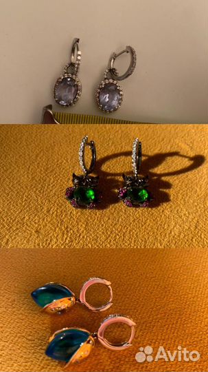 Серьги серебряные 925 три вида