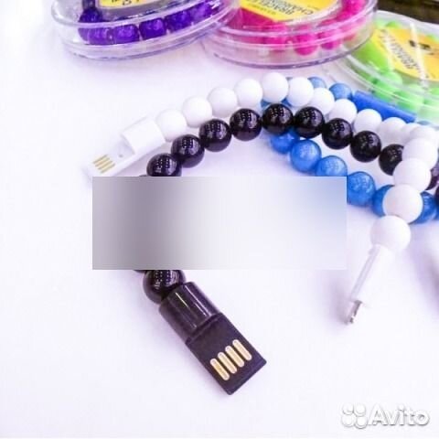 Браслет кабель Micro USB с бусинами, Wearable Brac
