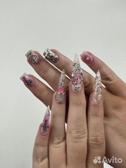 Маникюр с покрытием, наращивание, дизайн