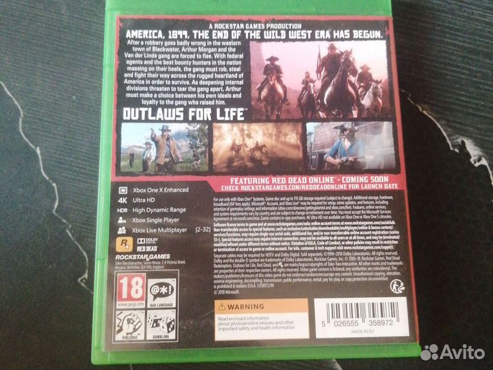 Диск игры на xbox one RED dead redemtion 2