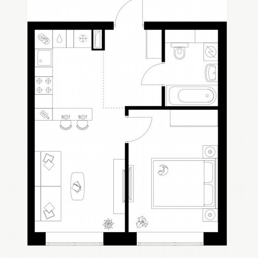 1-к. квартира, 38 м², 20/62 эт.