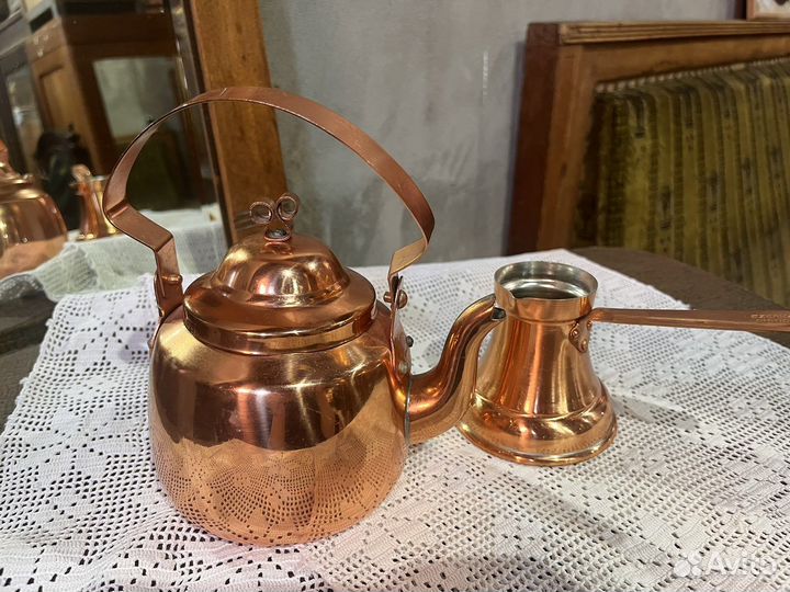 Медная посуда чайник турка