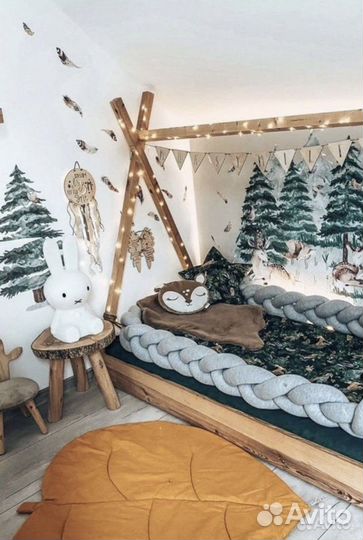 Кровать вигвам из массива натурального дерева