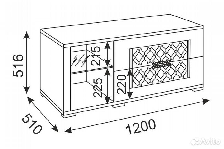 Тумба под тв Тиффани М14 малая