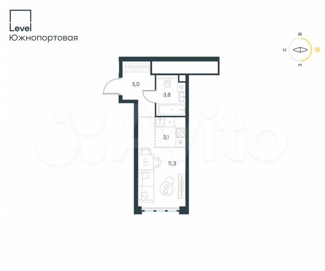 Квартира-студия, 23,2 м², 24/68 эт.