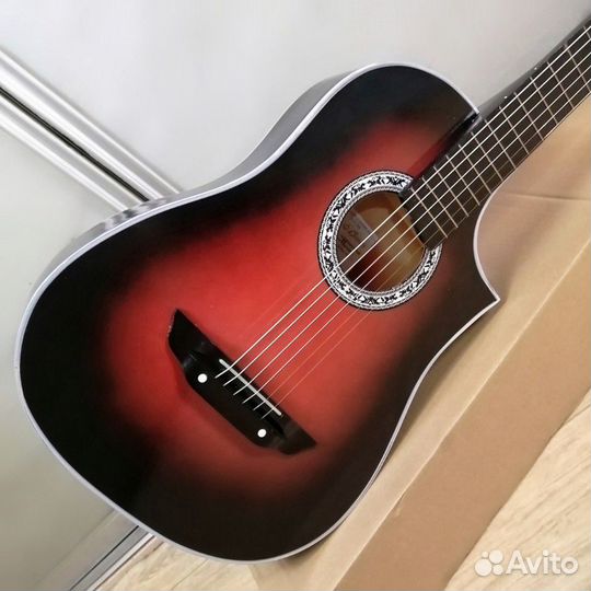 Гитара новая акустическая широкий гриф