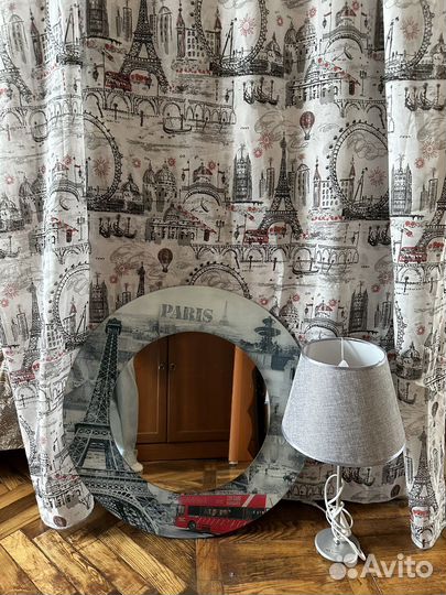 Интерьерный комплект тюль + зеркало + лампа