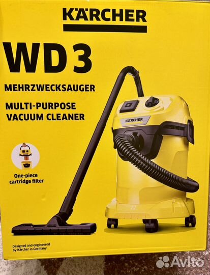 Пылесос karcher wd 3 с розеткой новый