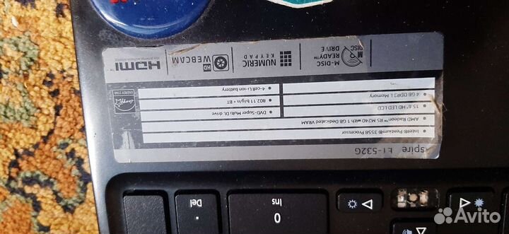 Асер на запчасти Тошиба в рабочем состоянии