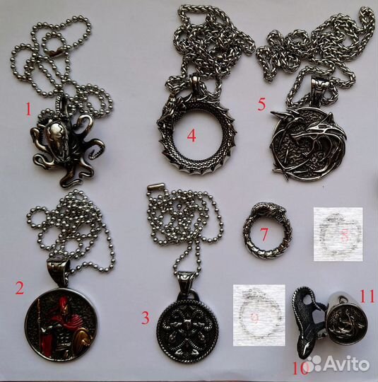 Кулоны и кольца из нержавеющей стали 316L