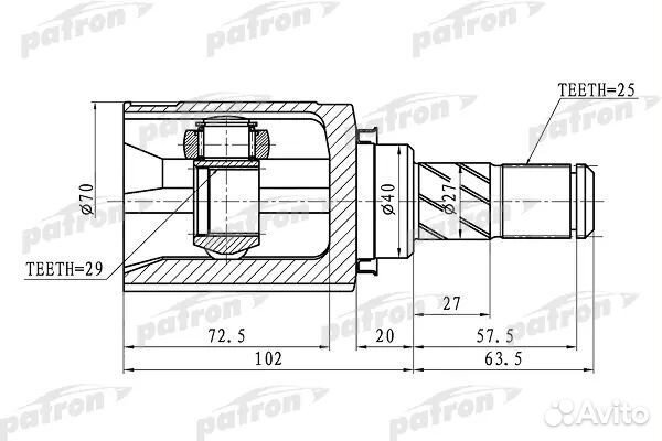 Patron PCV1421 ШРУС внутренний правый 25x40x29 NIS