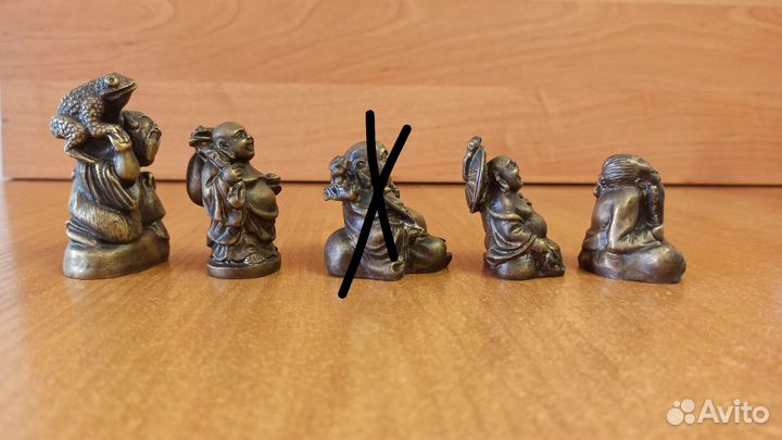 Нэцкэ Хотэй Гамма-Сэннин Фукурокудзю Бронза