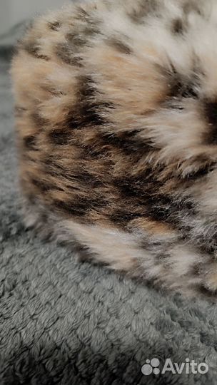 Леопардовая шапка-ушанка, искусственный мех