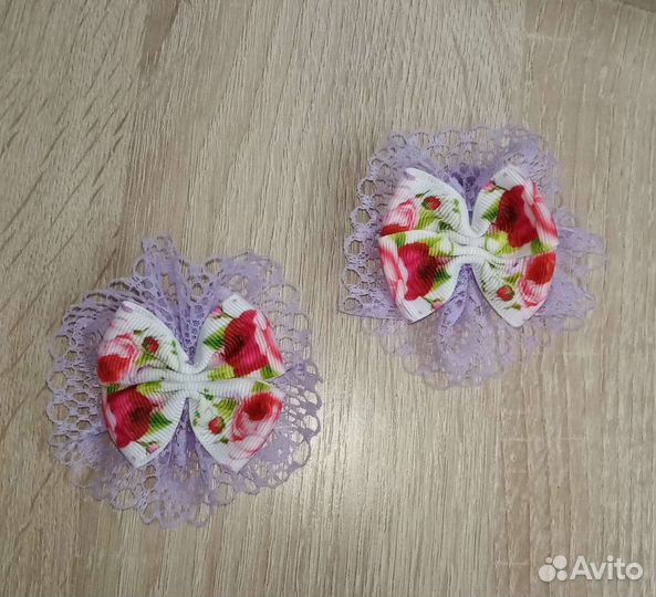 Бантики для волос на резинке ручной работы