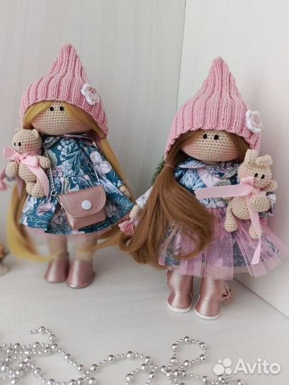 Интерьерная вязаная Кукла Новогодняя