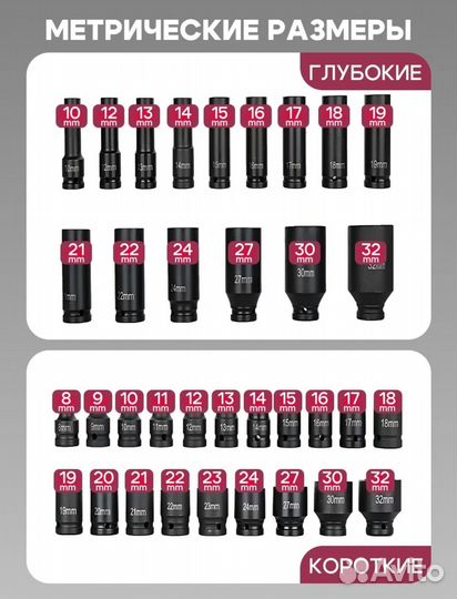 Набор торцевых головок 35 штук