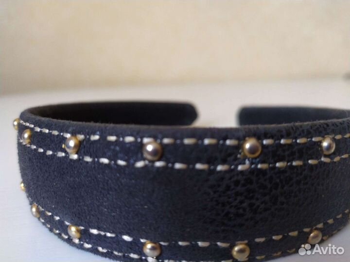 Ободок для волос кожаный Италия