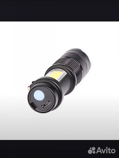 Фонарик светодиодный с зарядкой USB новый