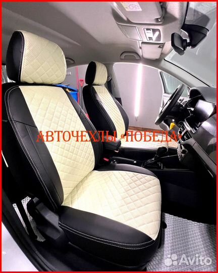 Чехлы Volkswagen Polo 5 Sd из экокожи чёрно-бежевы