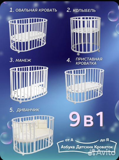 Детская кроватка трансформер 9 в 1