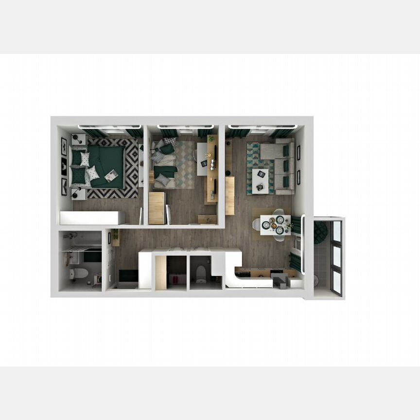2-к. квартира, 61,2 м², 12/15 эт.