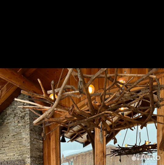 Люстра из ветвей. Освещение ручной работы
