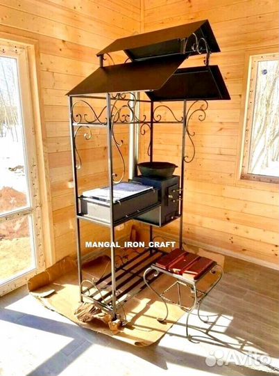 Мангал с печкой под казан