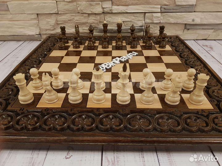 Шахматы, нарды, шашки (3 в 1) резные 5025