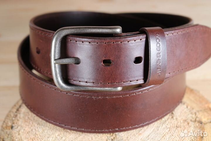 Ремень мужской из натуральной кожи с прошивкой