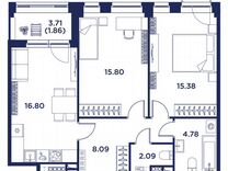 2-к. квартира, 62,9 м², 3/5 эт.