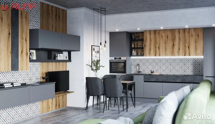 Кухня прямая серая на заказ ценая за все