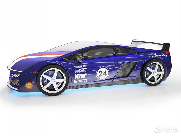 Детская кровать машина Ламба синяя