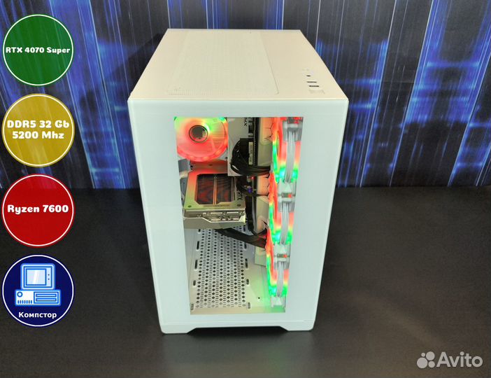 Мощный пк 2024 AMD7600-RTX4070SUP-32DDR5-EDV67-A620