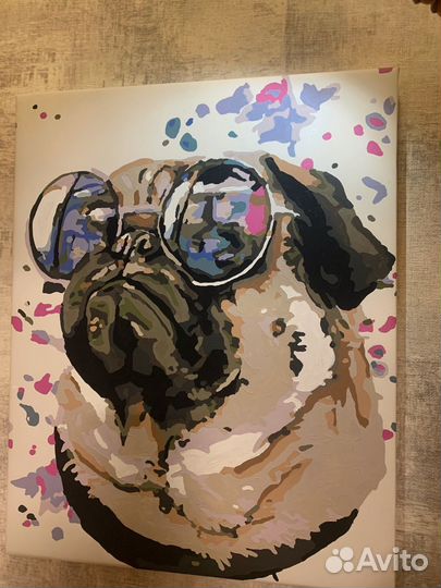 Картина.Мопс в очках