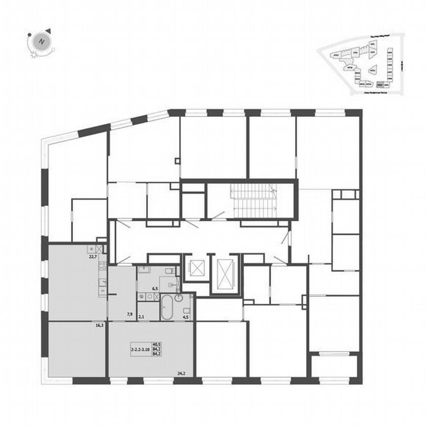 2-к. квартира, 84,2 м², 4/9 эт.