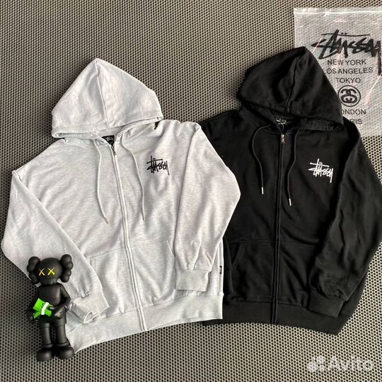 Зип худи stussy серая