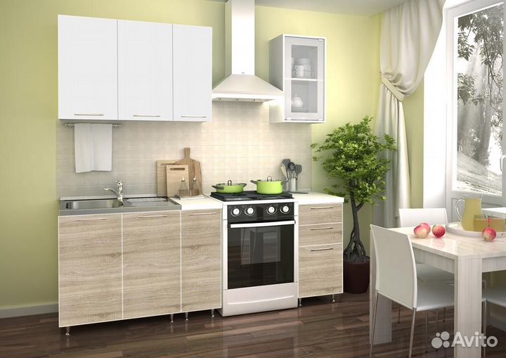 Кухня Радуга 1,5 м белый/сонома лдсп