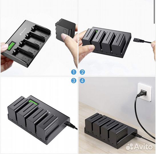 4 аккумулятора + зарядное устройство Powerextra NP