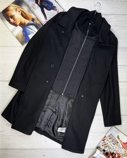 Пальто dkny черное, размер 14