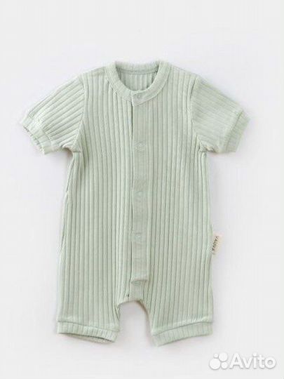 Песочник в рубчик бежевого и мятного цвета Vauva