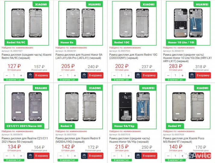 Рамка дисплея (средняя часть)