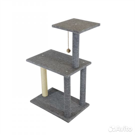 Когтеточка с большой лежанкой и игрушкой 3-х уровн