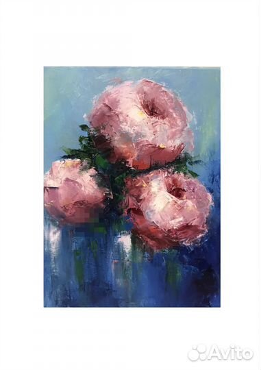 Картина маслом на холсте цветы пионы