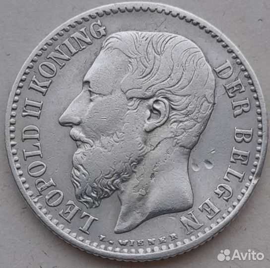 Бельгия 1 франк 1887г